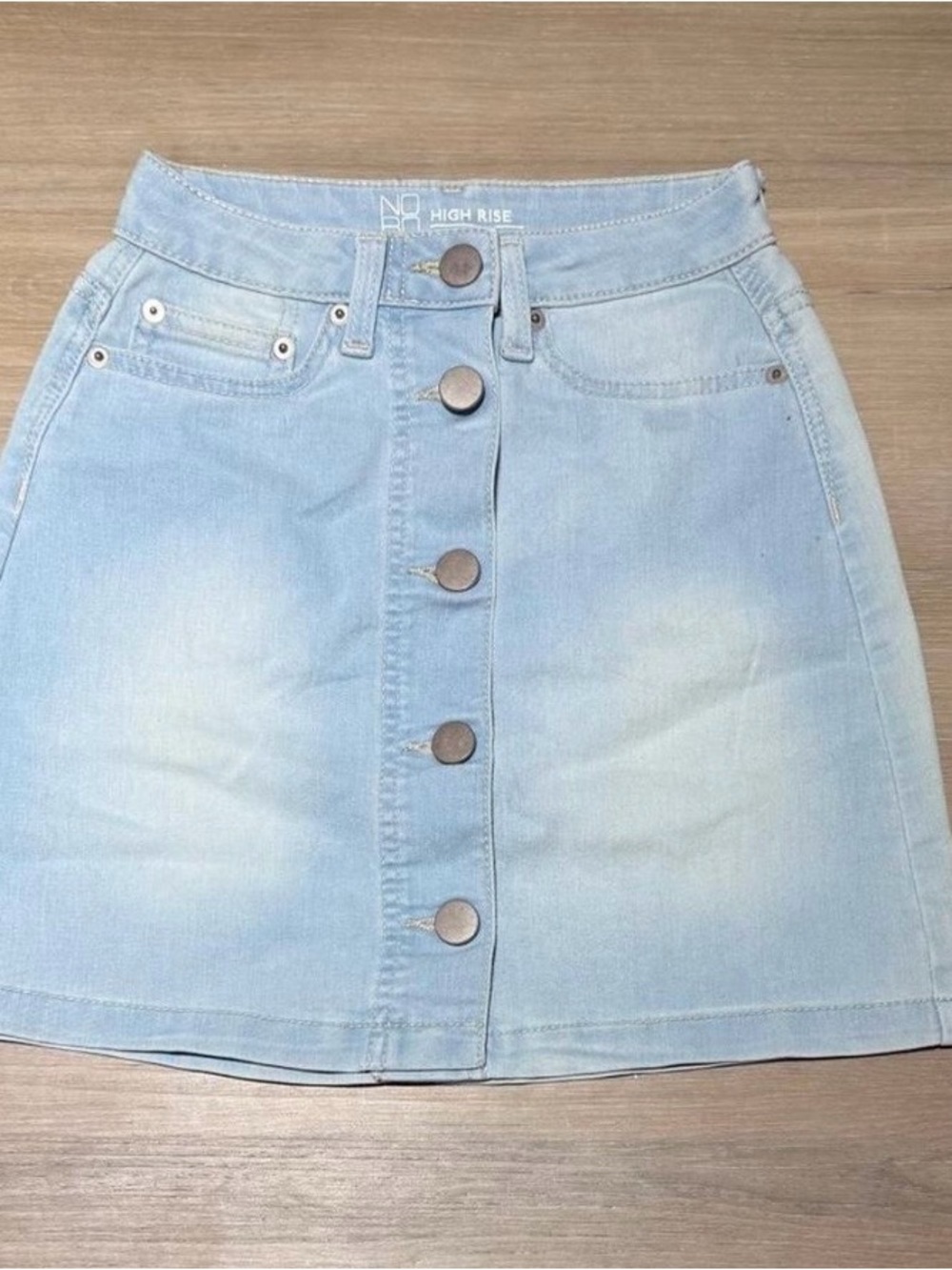 NOBO Light Blue Button-Front Denim Mini Skirt